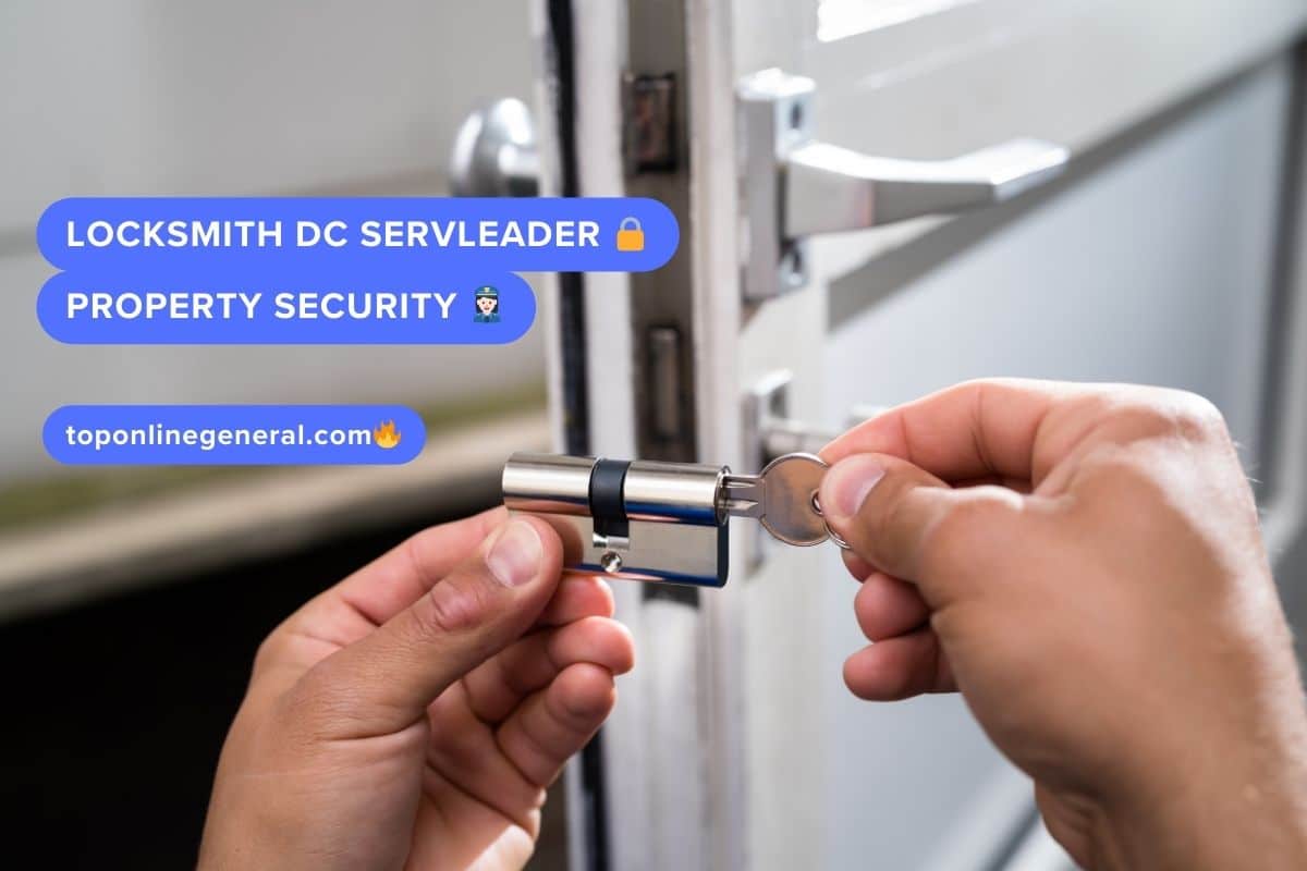 A professional locksmith from Locksmith DC Servleader inserting a new cylinder into a door lock, enhancing property security in Washington DC.